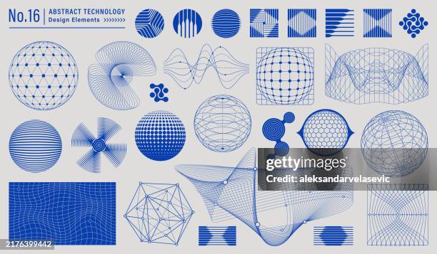 abstrakte technik design-elemente - drahtrahmenmodell stock-grafiken, -clipart, -cartoons und -symbole