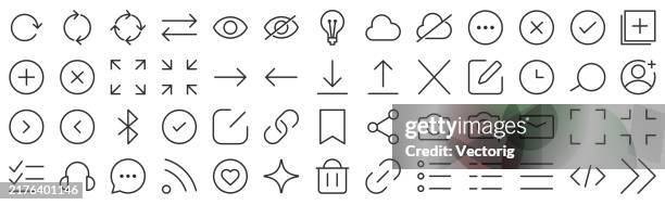 vector outline icons pack - computer arrow vector stock illustrations