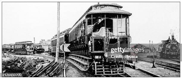 antique image: electric railroad, third rail system - train conductor stock illustrations