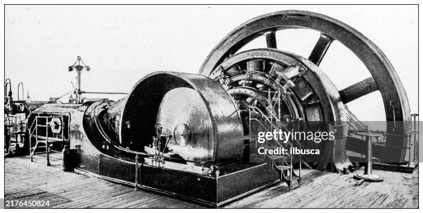 antique image: electric railroad, generator - electric train stock illustrations
