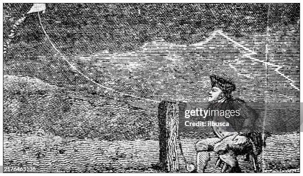 antikes bild: benjamin franklin - benjamin franklin stock-grafiken, -clipart, -cartoons und -symbole