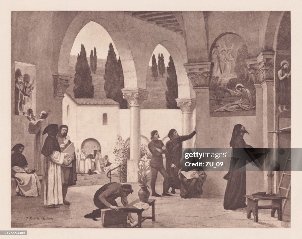 Christian Inspiration, painted by Chavannes, photogravure, published in 1891