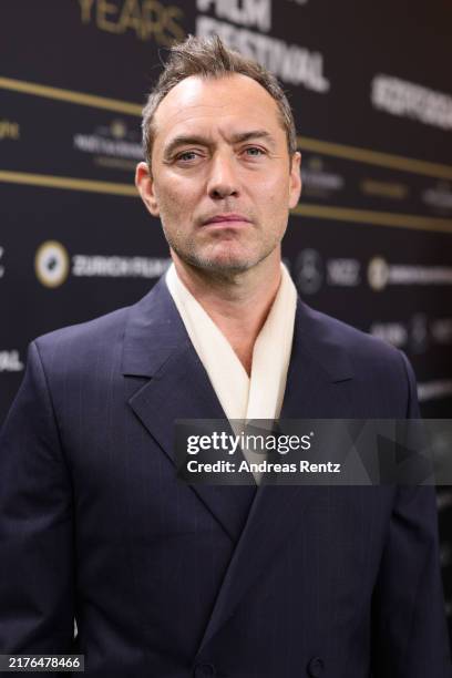 Jude Law attends the "The Order" Green Carpet during the Opening Night of the 20th Zurich Film Festival at Kongresshaus on October 03, 2024 in...