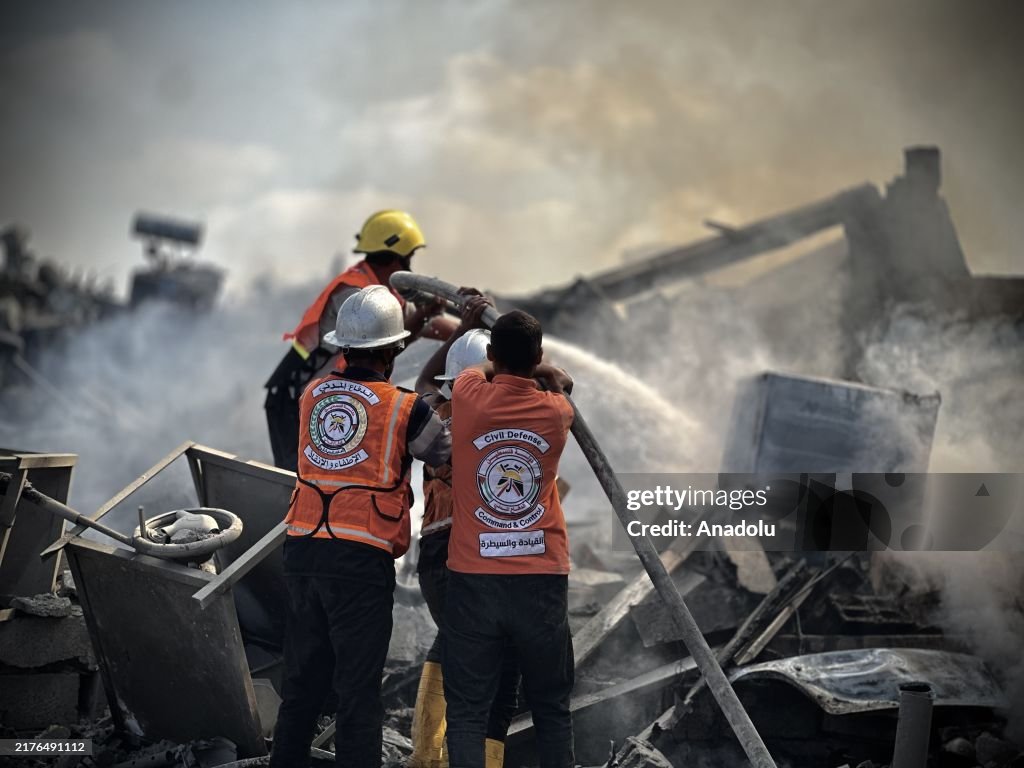 Israeli attacks on Gaza cause a fire