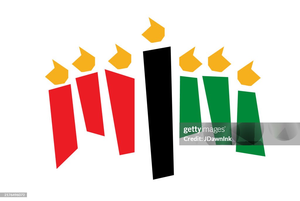 Happy Kwanzaa kinara icon on white background
