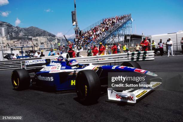 Jacques Villeneuve Williams FW19 spun out of the race on lap 17. Formula One World Championship, Monaco Grand Prix, Rd 5, Monte Carlo, Monaco. 11 May...