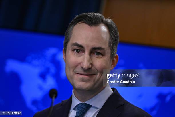State Department Spokesperson Matthew Miller speaks to reporters during the daily press briefing at the State Department in Washington, United...