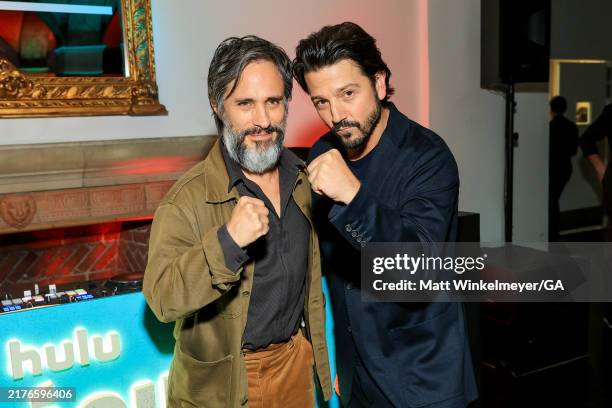 Gael García Bernal and Diego Luna attend the after party for the Los Angeles premiere of Hulu's "La Máquina" at Hollywood Athletic Club on October...