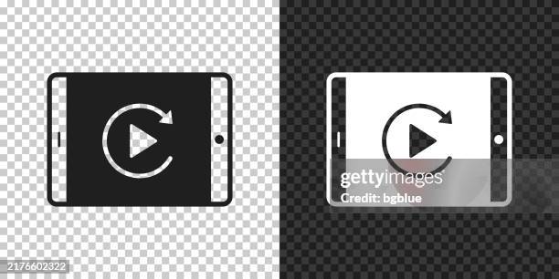 replay on tablet pc. icon for design on blank background - play button transparent stock illustrations