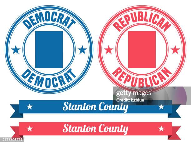 stanton county, nebraska. map on rubber stamp with banner - stanton stock illustrations stock illustrations