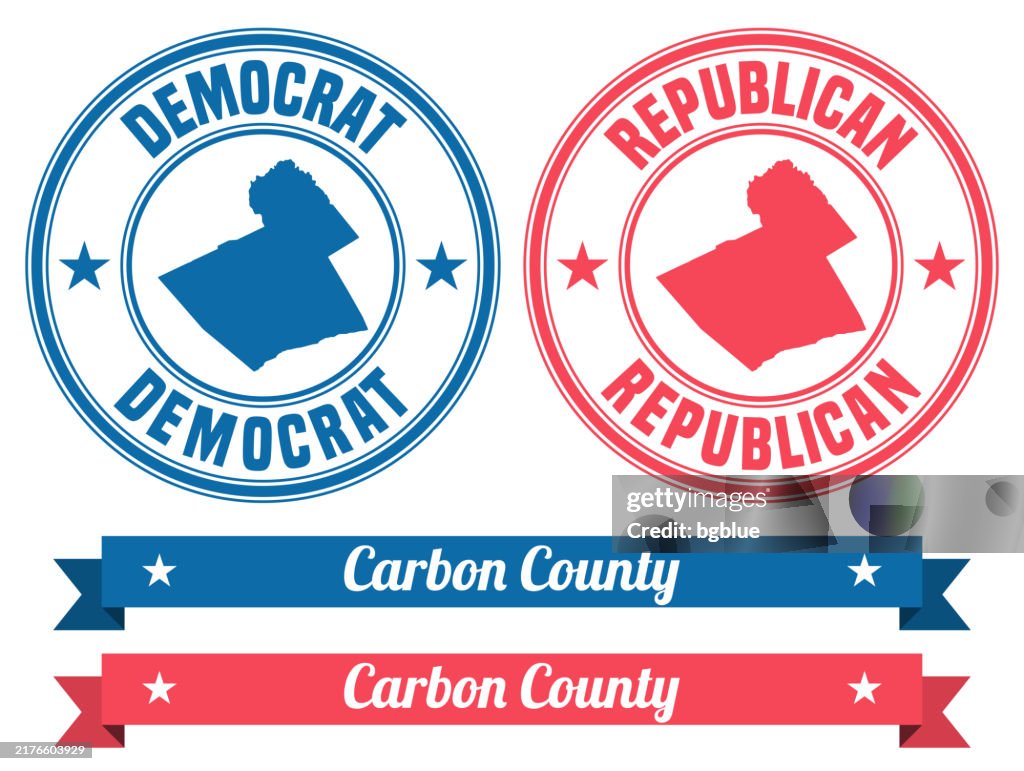 Carbon County, Pennsylvania. Map on rubber stamp with banner