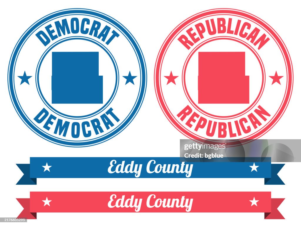 Eddy County, New Mexico. Map on rubber stamp with banner