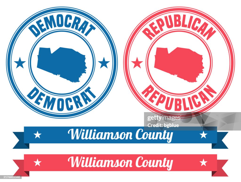 Williamson County, Tennessee. Map on rubber stamp with banner