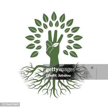 Hand Tree Root Taking a Leaf Symbol Icon Hand Tree Root Taking a Leaf Symbol Icon