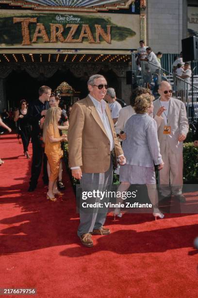 American businessman Roy Disney attending the premiere of Disney's 'Tarzan' at the El Capitan Theatre in Hollywood, Los Angeles, California, June...