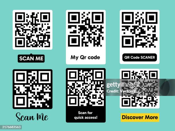 qr code illustration call to action template - scan qr code to pay stock illustrations