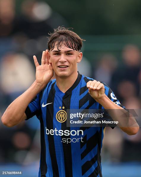 Mattia Mosconi of FC Internazionale celebrates after scoring to give ...