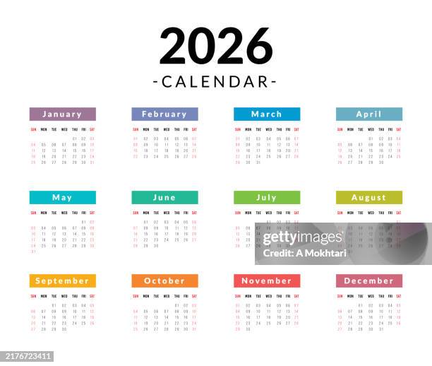 stockillustraties, clipart, cartoons en iconen met 2026 calendar. - maandelijkse gebeurtenis