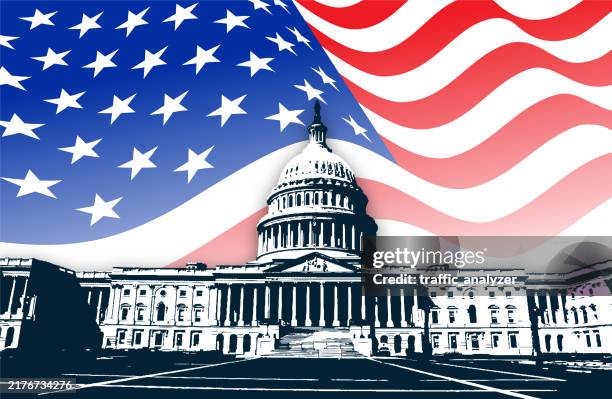 washington dc - american flag - constitution stock illustrations