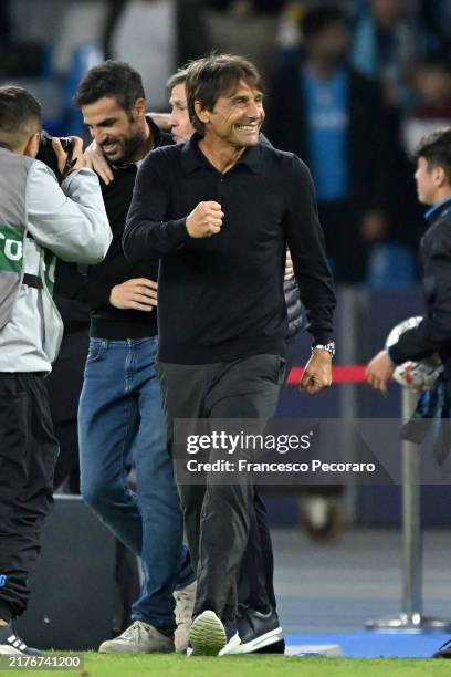 Antonio Conte SSC Napoli head coach celebrates the victory after the Serie A match between Napoli and Como at Stadio Diego Armando Maradona on...