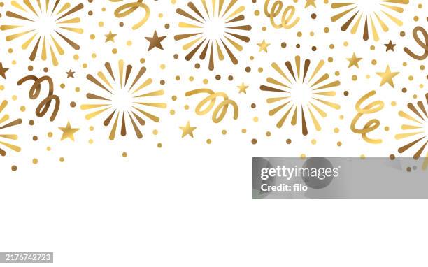 stockillustraties, clipart, cartoons en iconen met new years eve gold fireworks background - vuurwerkshow