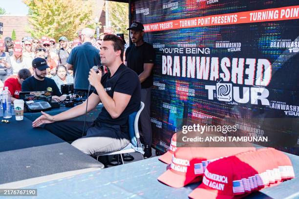 Conservative political activist and YouTuber, Charlie Kirk, founder of Turning Point USA, speaks at University of Nevada in Reno during his "You're...