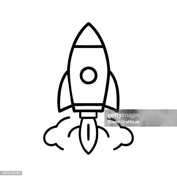 minimal line art rocket icon - couple planning stock illustrations