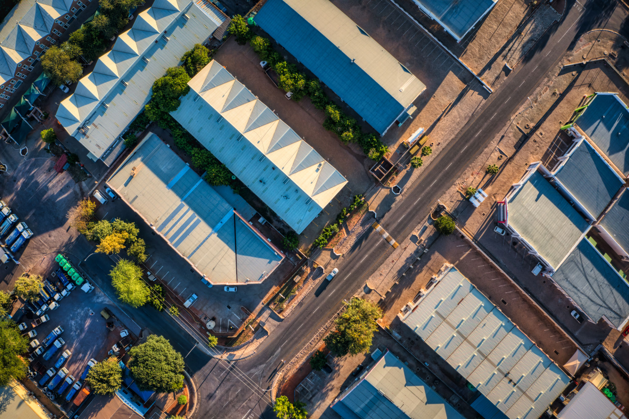 aerial view top down drone of the industrial zone in Gaborone in Commerce Park aerial view top down drone of the industrial zone in Gaborone in Commerce Park