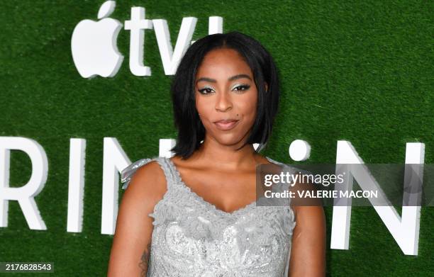 Actress Jessica Williams attends Apple TV+ premiere of "Shrinking" season 2 at the Pacific Design Center in West Hollywood, California, October 8,...