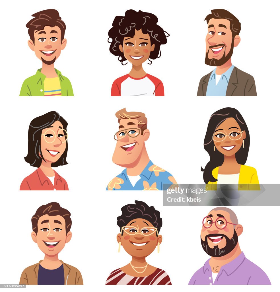 Happy People Portraits Avatar Set