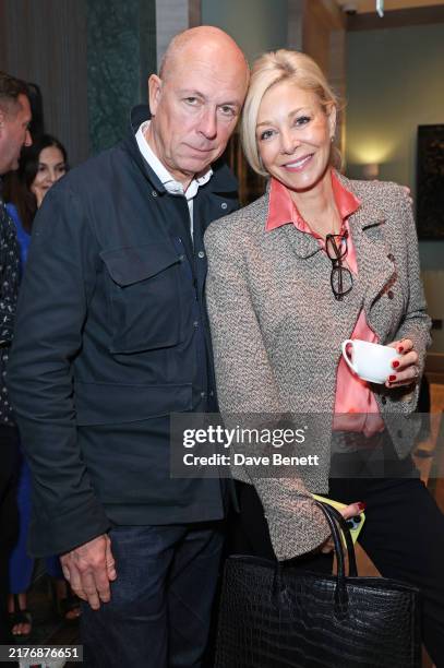 Dylan Jones and Nadja Swarovski attend the VIP launch of Chris Levine's "Inner Selfies" exhibition celebrating the start of Frieze at the Four...