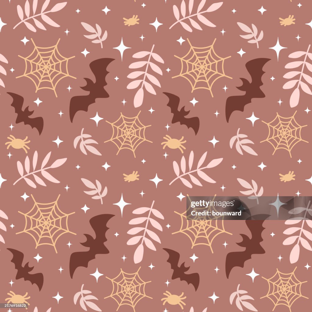 Flying Bats. Halloween Seamless Pattern. Vector