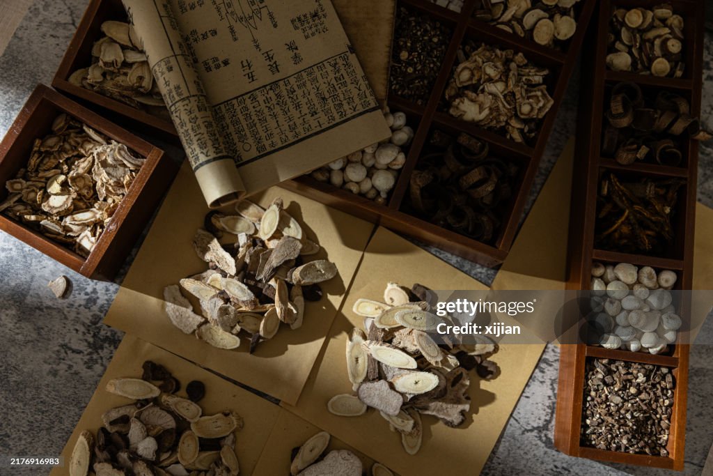 Chinese herbal medicine on table