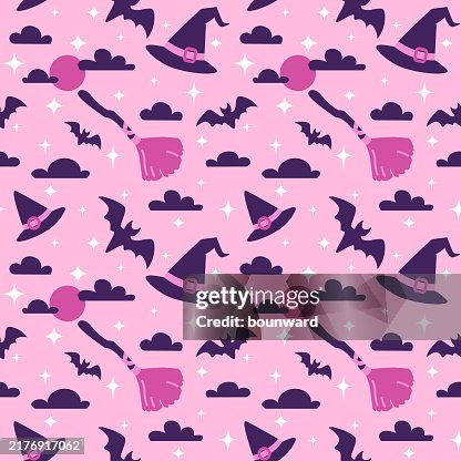 Witch Halloween Seamless Pattern. Vector Witch Halloween Seamless Pattern. Vector
