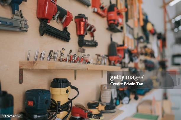 hand tools , craft product and workbench in carpentry workshop - neat stock pictures, royalty-free photos & images