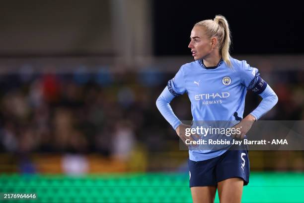 Alex Greenwood of Manchester City during the UEFA Women's Champions League match between Manchester City and FC Barcelona at Manchester City Academy...