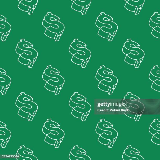 illustrazioni stock, clip art, cartoni animati e icone di tendenza di modello senza cuciture del segno del dollaro di arte della linea dimensionale - simbolo monetario