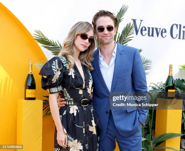 Suki Waterhouse and Robert Pattinson attend the Veuve Clicquot Polo Classic at Will Rogers State Historic Park on October 05, 2024 in Pacific...