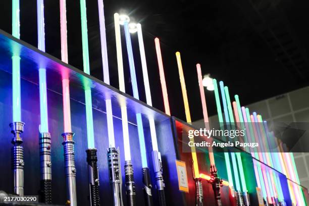 Lightsabers on display during 2024 Los Angeles Comic-Con at Los Angeles Convention Center on October 05, 2024 in Los Angeles, California.