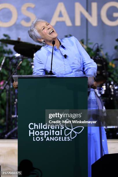 Jamie Lee Curtis speaks onstage during the Children's Hospital Los Angeles Gala 2024 at JW Marriott LA Live on October 05, 2024 in Los Angeles,...