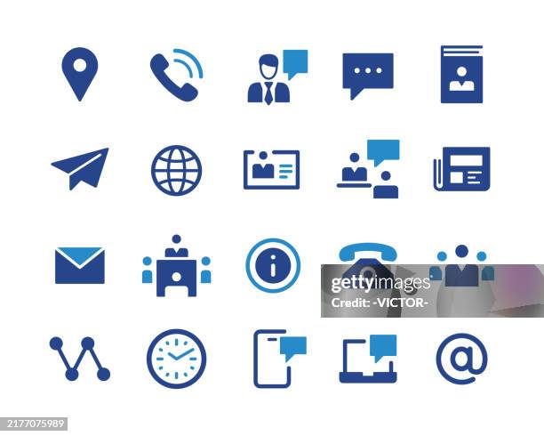 contact us icons - classic graphic series - stroking stock illustrations