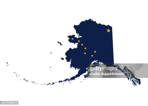 alaska flag map. vector - anchorage alaska stock illustrations
