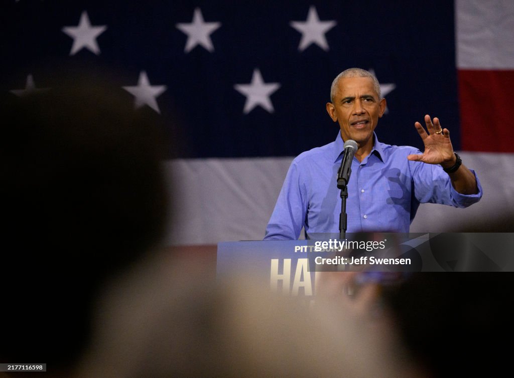 Former President Obama Campaigns For Kamala Harris In Pittsburgh