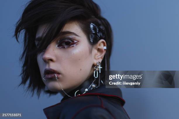 fashion model. gothic style - goth stock pictures, royalty-free photos & images
