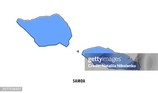 Samoa - Blue Sketch Map. Stylized Simple Outline Map, Icon. Samoa - Blue Sketch Map. Stylized Simple Outline Map, Icon.