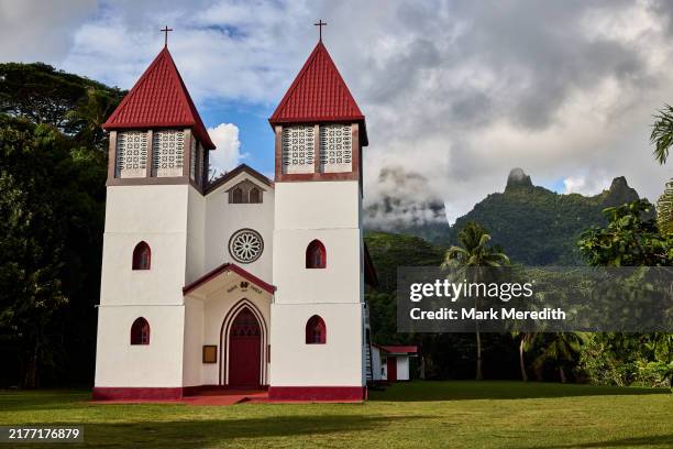 Eglise De La Sainte Famille Catholic Church In Haapiti French Polynesia High-Res Stock Photo