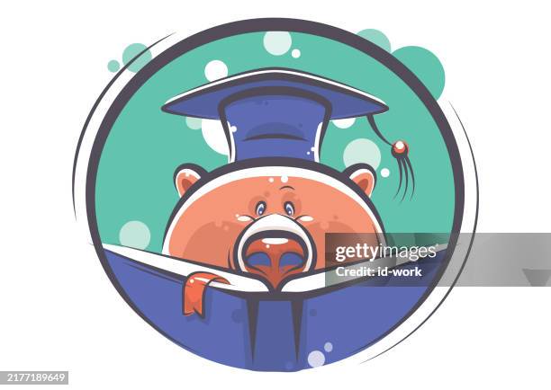 bear graduate reading book - student wellbeing stock illustrations