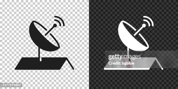 satellite dish on roof. icon for design on blank background - rabbit ears vector stock illustrations