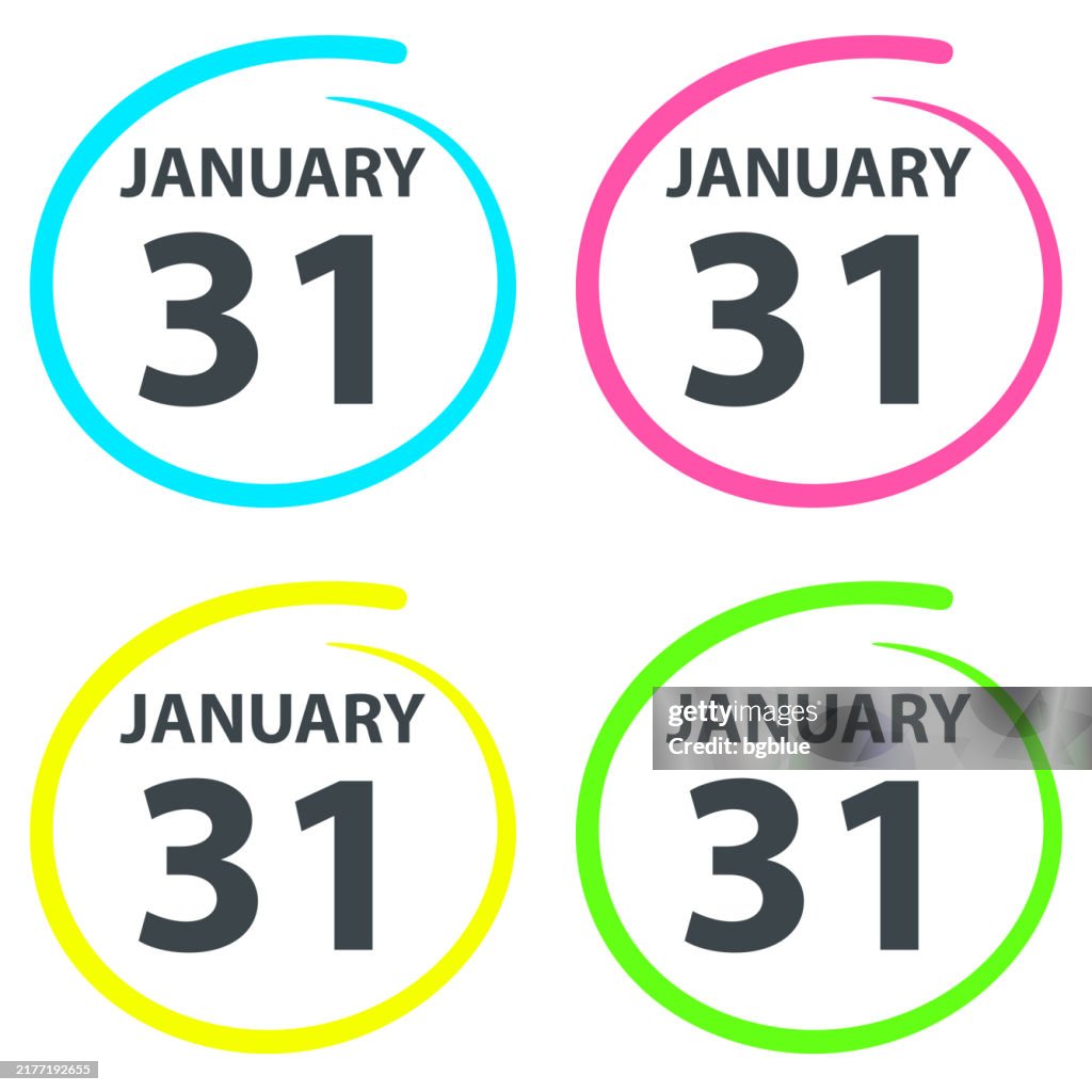 January 31 - Date circled in highlight on white background