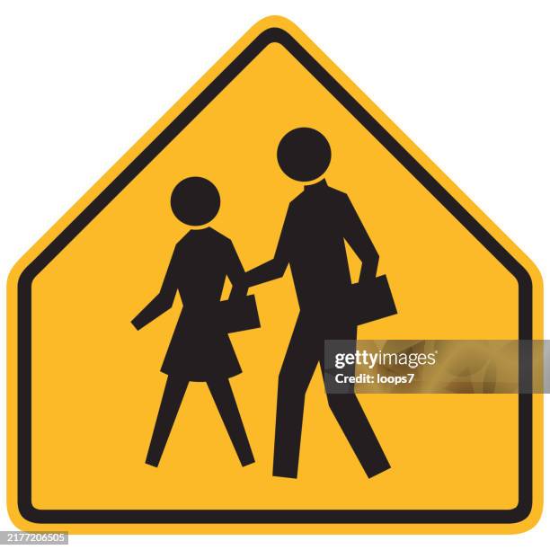 school zone sign - crossing sign stock illustrations